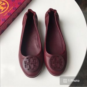 Tory Burch maroon flats. Worn 1x